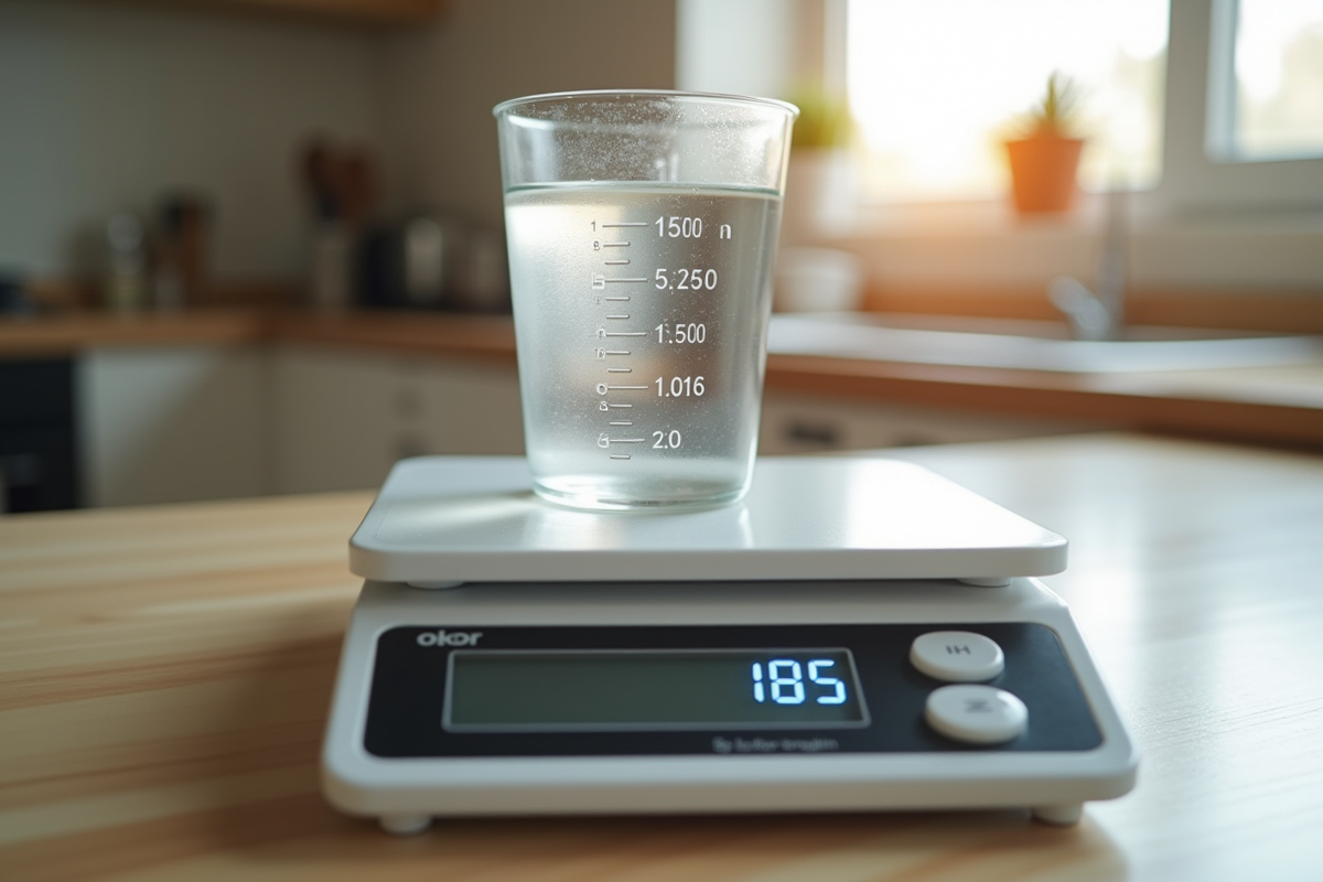 Balance de cuisine numérique avec tasse liquide