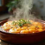 Carbonade flamande dans un plat en céramique rustique