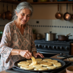 Femme nord-africaine préparant des baghrirs traditionnels