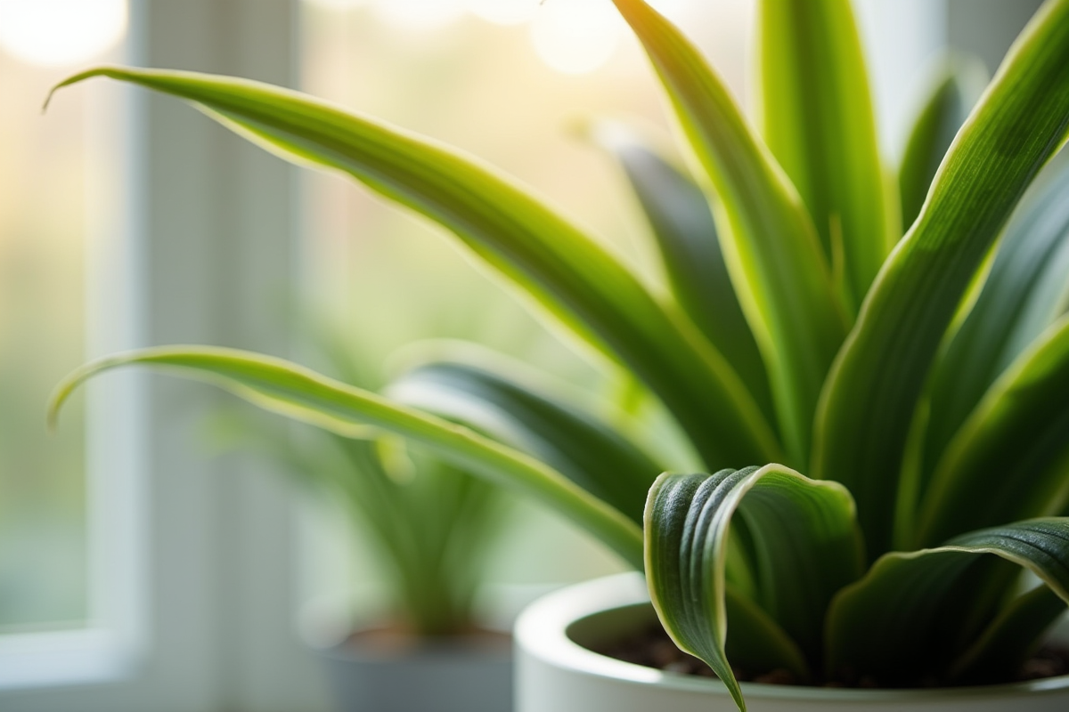 Gros plan sur les feuilles vertes du dracaena