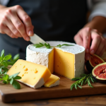 Plateau de fromages corses avec fromage aux vers et herbes fraîches