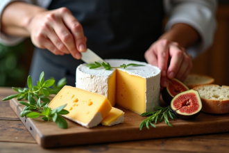 Plateau de fromages corses avec fromage aux vers et herbes fraîches